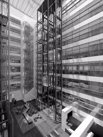 The interior of the new ATO Latitude East site in Sydney in 2007. The building contains the latest in environmentally sound design and operation.