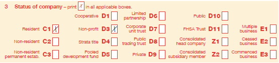 Worked example using 'Item 3 Status of company' labels