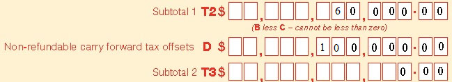 Example of completed calcluation statement labels.