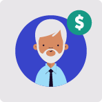 an employer with a green dollar sign