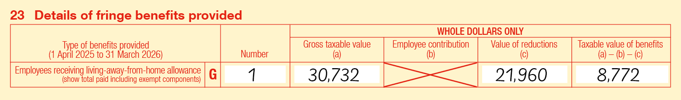 Completed label 23G using the information in example 12.