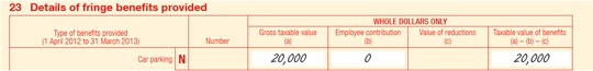 Example of employer entry at item 23