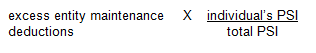 Divide the individual's PSI divided by the total PSI. Multiply the result by the excess entity maintenance deductions. 