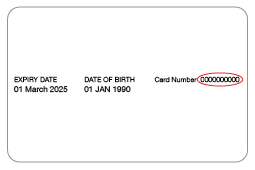 An example of the back of a WA driver licence that shows the Card number circled.