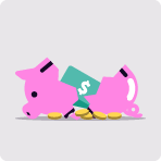 a piggy bank broken open
