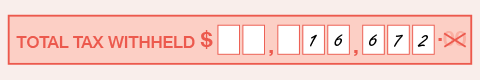 Example of the completed 'Total tax withheld' field on the form.