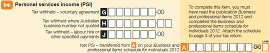 Question 14 image from the Tax return for individuals (supplementary section) form.