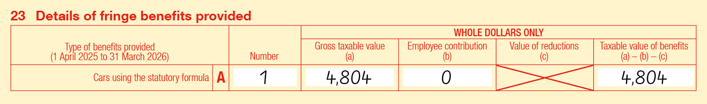 Completed label 23A using the information in example 6.
