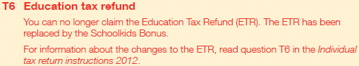 Question T6 image from the Tax return for individuals form.