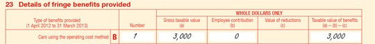 Example of employer entry at item 23