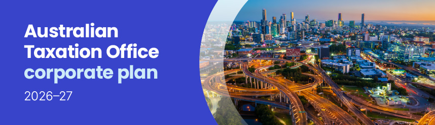 Image is a banner showing 'Australian Taxation Office corporate plan 2026-27'