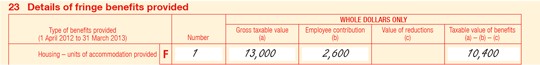 Example of employer entry at item 23