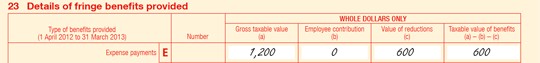 Example of employer calculated expense at item 23