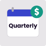 a calender page with the text 'Quarterly' on it and a green dollar sign