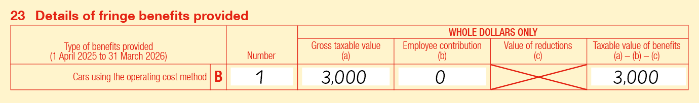 Completed label 23B using the information in example 7.