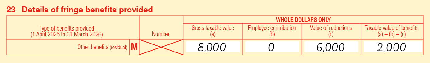 Completed label 23M using the information in example 16.