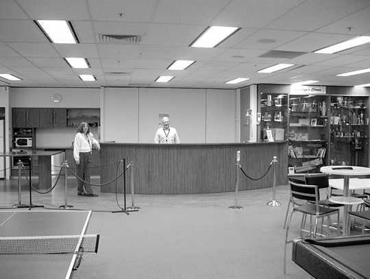 The enquiry counter from the executive area of the Northbridge branch in its new role as the bar in the amenities area of the site.