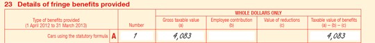 Example of employer entry at item 23
