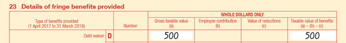 Example 13: Taxable value of debt waiver fringe benefit