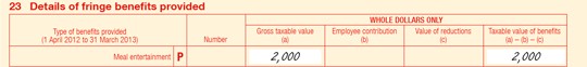 Example of employer entry at item 23