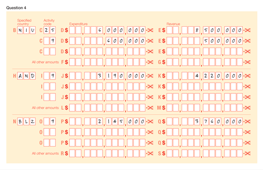 Image of Question 4 of the form completed using the information from the tables within this example. 