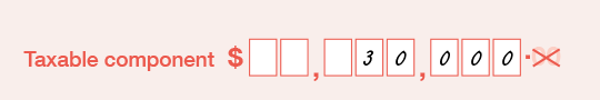 Example of the completed 'Taxable component' field on the PAYG payment summary - employment termination payment form. Fill the amount in the boxes without the decimal point. 