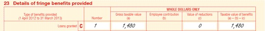 Example of employer entry at item 23