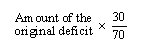 Amount of the original deficit * (30 / 70)