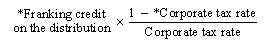 Franking credit on the ditribution *((1 - Corporate tax rate) / Corporate tax rate)