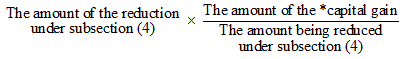 Reduction of capital gains formula