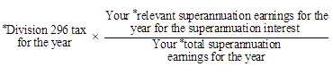 assessed Division 296 tax for an income year attributable to a superannuation interest that is or includes a defined benefit interest formula