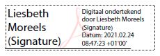 Signature of Liesbeth Moreels, Advisor General Head of International Relations.