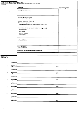 Form 520: Declaration of insolvency