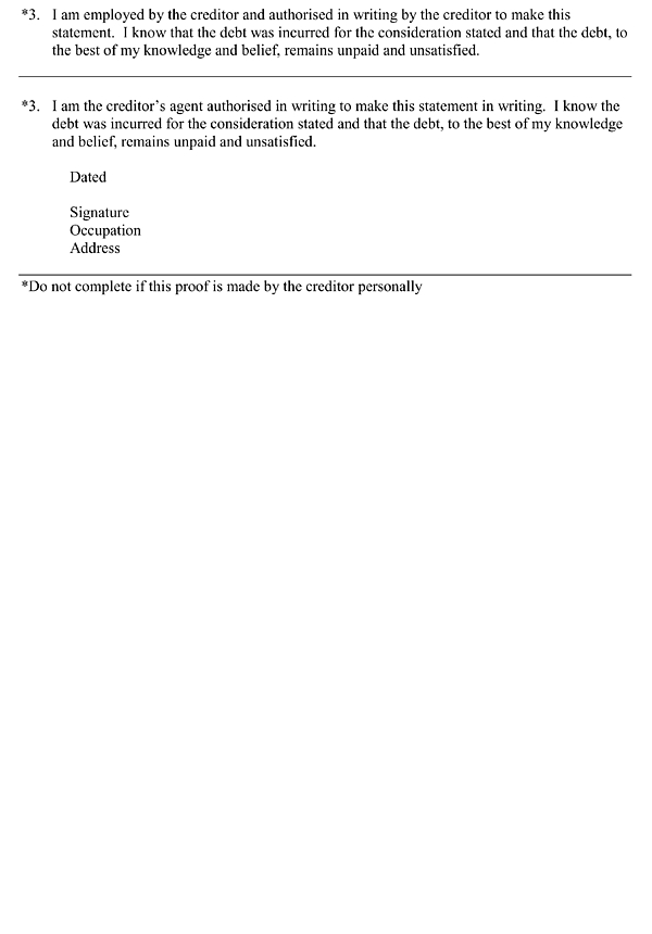 Form 535: Formal proof of debt or claim (general form) (cont)