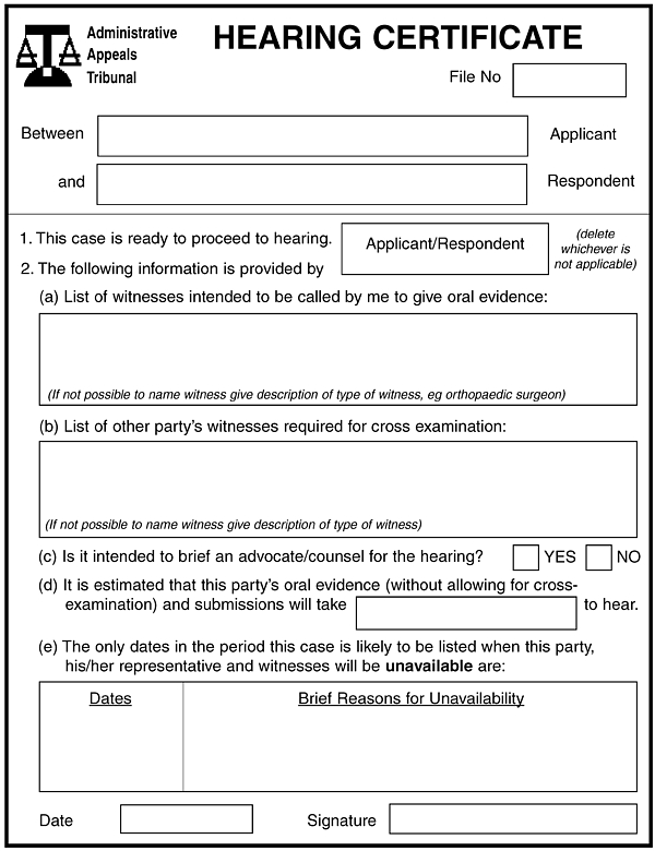 Hearing Certificate