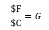 Start formula F divided by C equals G end formula.