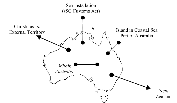 A map demonstrating the application of the meaning of Australia in the context of exports