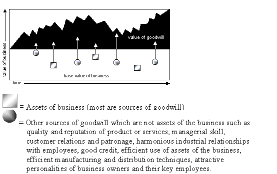 Depiction of goodwill of a business and its sources