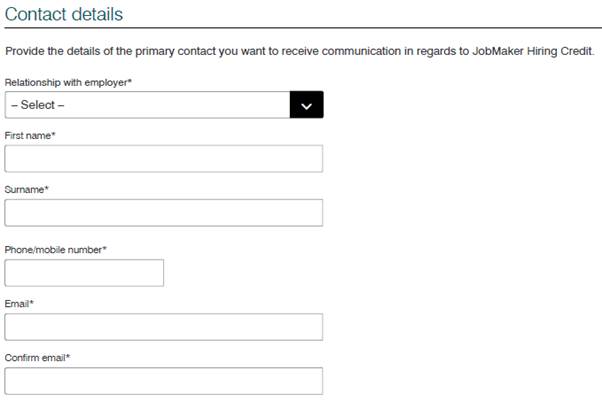 Screenshot of contact details required (as above)