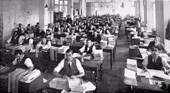 The assessing section, Melbourne, c.1919.