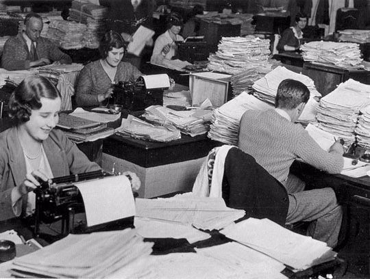 Processing returns in Sydney in the 1930s.