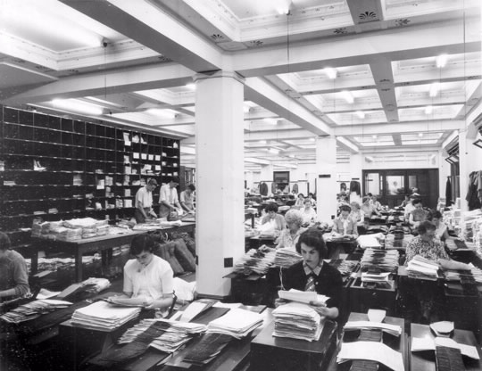 Women doing clerical work in Sydney branch in the 1960s.