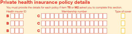 Private health insurance policy details image from Tax return for individuals form