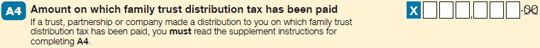 Question A4 image from Tax return for individuals (supplementary section) form.